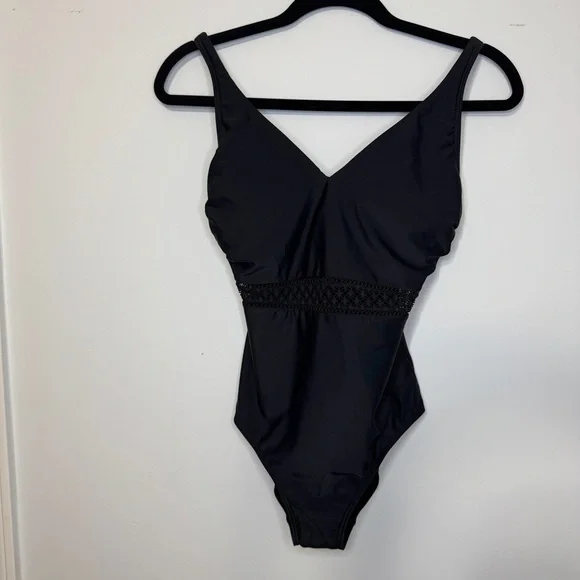 Pour Moi Sahara Crochet Waist Control Swimsuit Black Size Small NWT - Picture 5 of 10